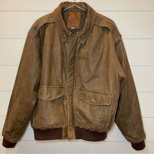 Golden Bear Vintage 1970’s Men's Brown Leather Bomber Style Jacket Size Large